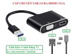 CÁP CHUYỂN USB 3.0 RA 01 cổng HDMI + 1 cổng VGA  