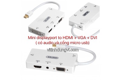 CÁP Mini DisplayPort TO DVI+VGA+HDMI UNITEK - YC6354
